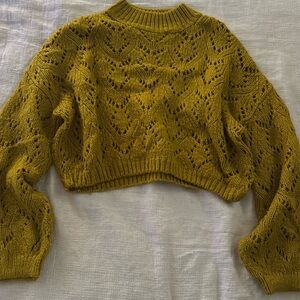 Green yellow chunky knit top